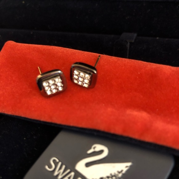 Swarovski Jewelry - Swarovski Dark Rhodium and Clear crystal post earrings. NWT